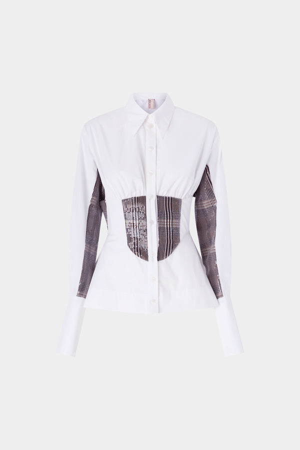 Tweed Bustier Cotton Shirt