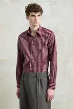 Camicia regular a righe bordeaux
