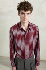 Camicia regular a righe bordeaux