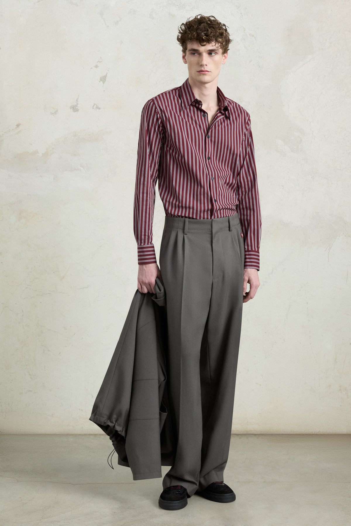 Camicia regular a righe bordeaux