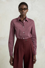 Burgundy Striped Regular Shirt