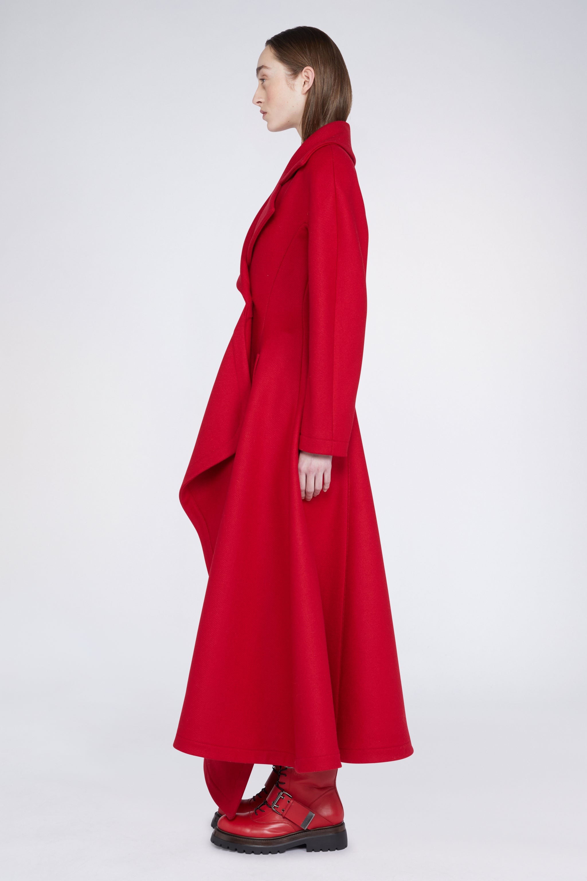 Antonio Marras Isolde red long coat in wool blend fabric with 2