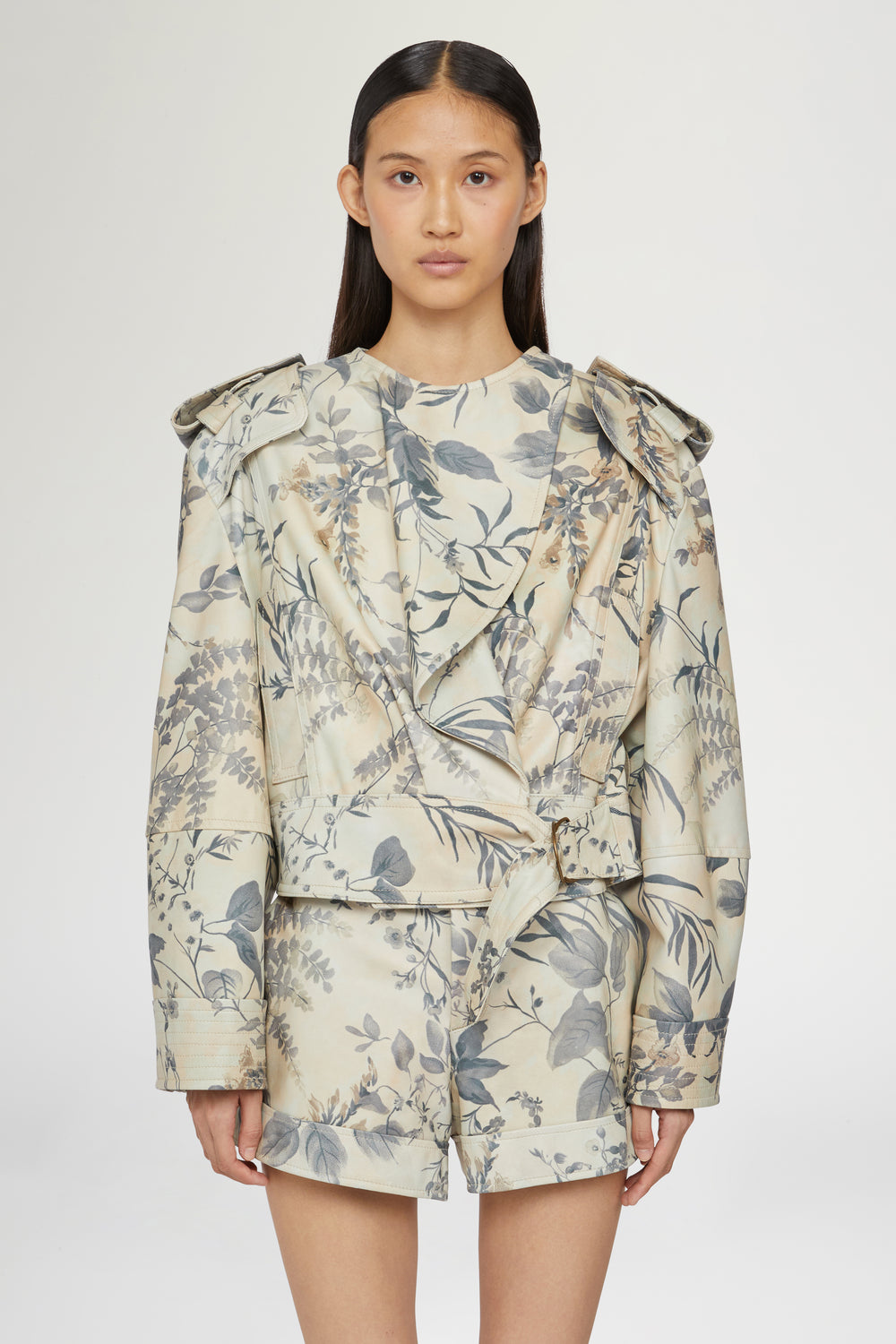 Leather Jacket Tropical Print