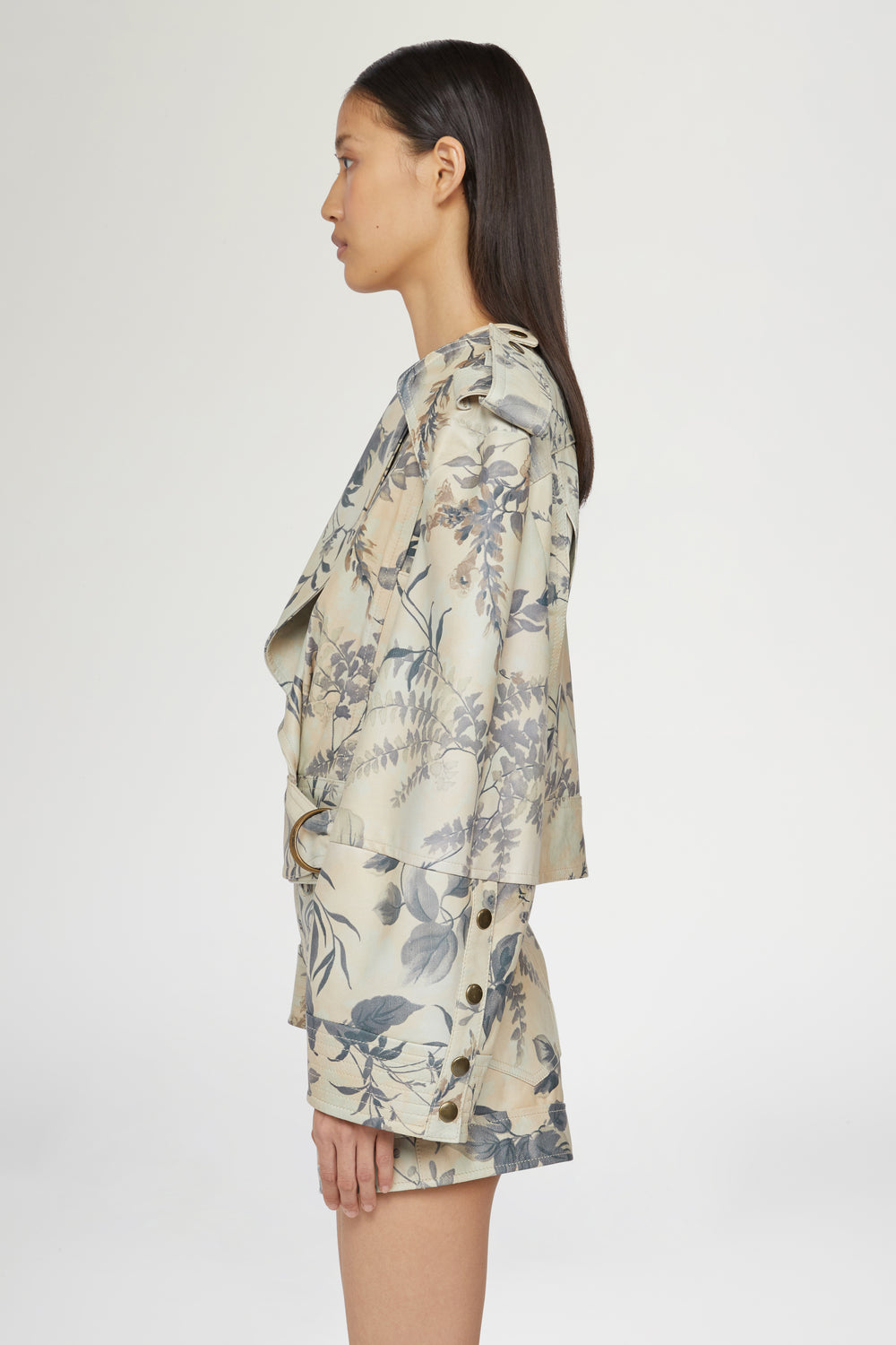 Leather Jacket Tropical Print