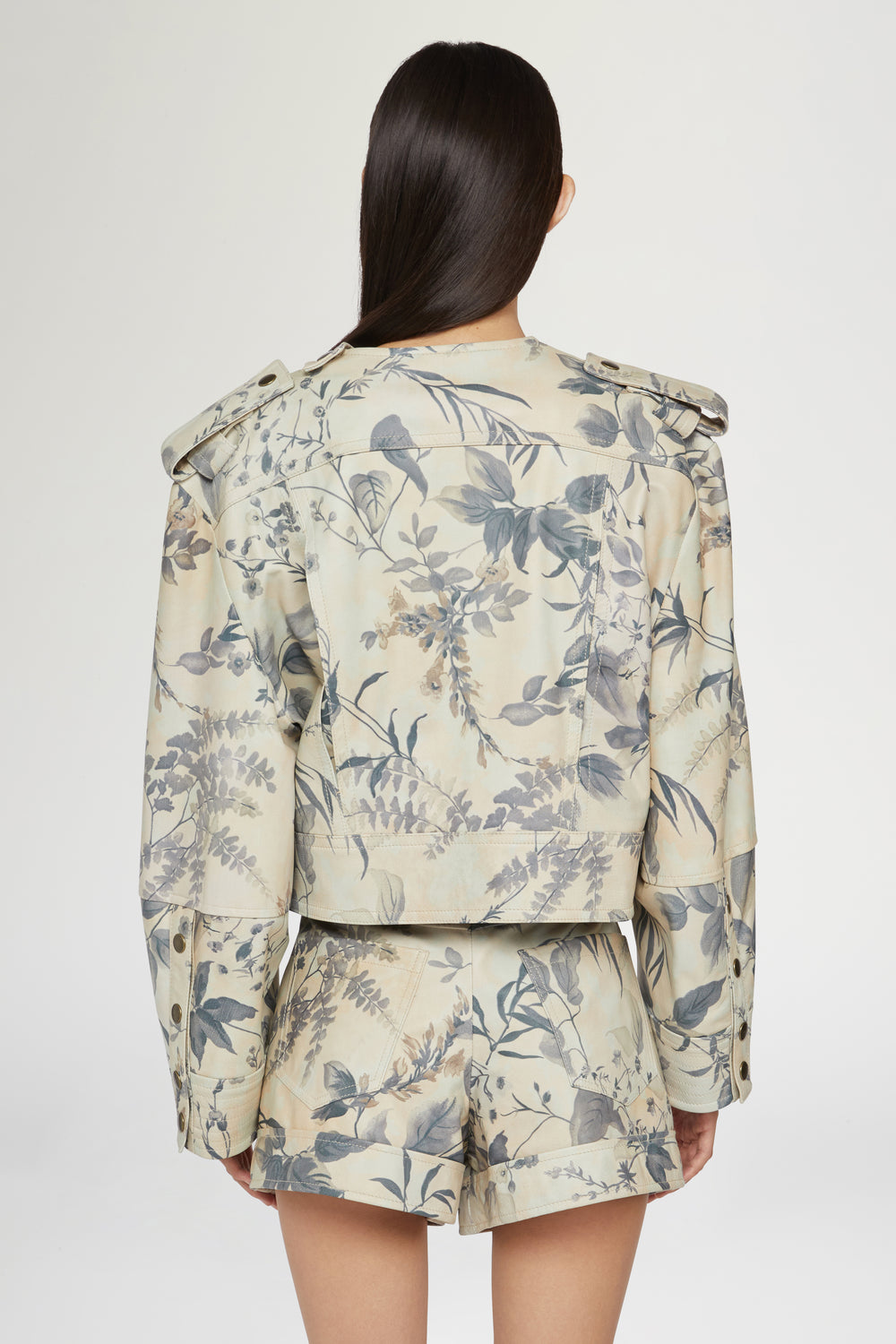 Leather Jacket Tropical Print