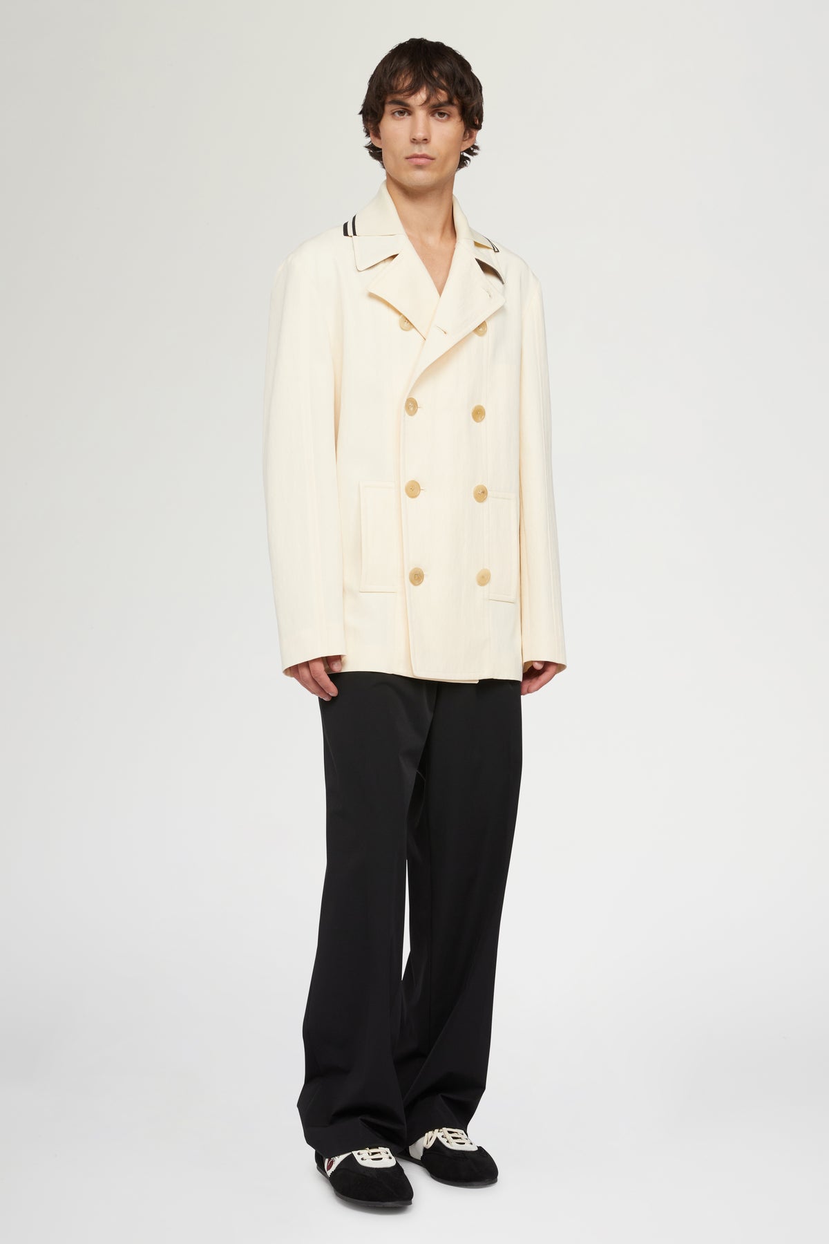 Cream Double-Breasted Coat