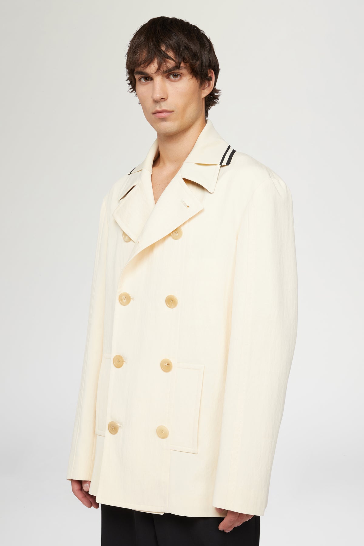 Cream Double-Breasted Coat