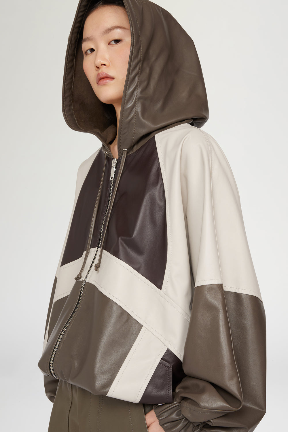 Leather Hooded Jacket