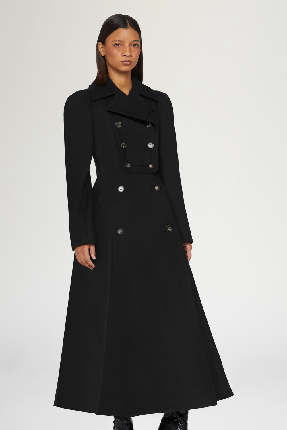Double-Breasted Wool Long Coat