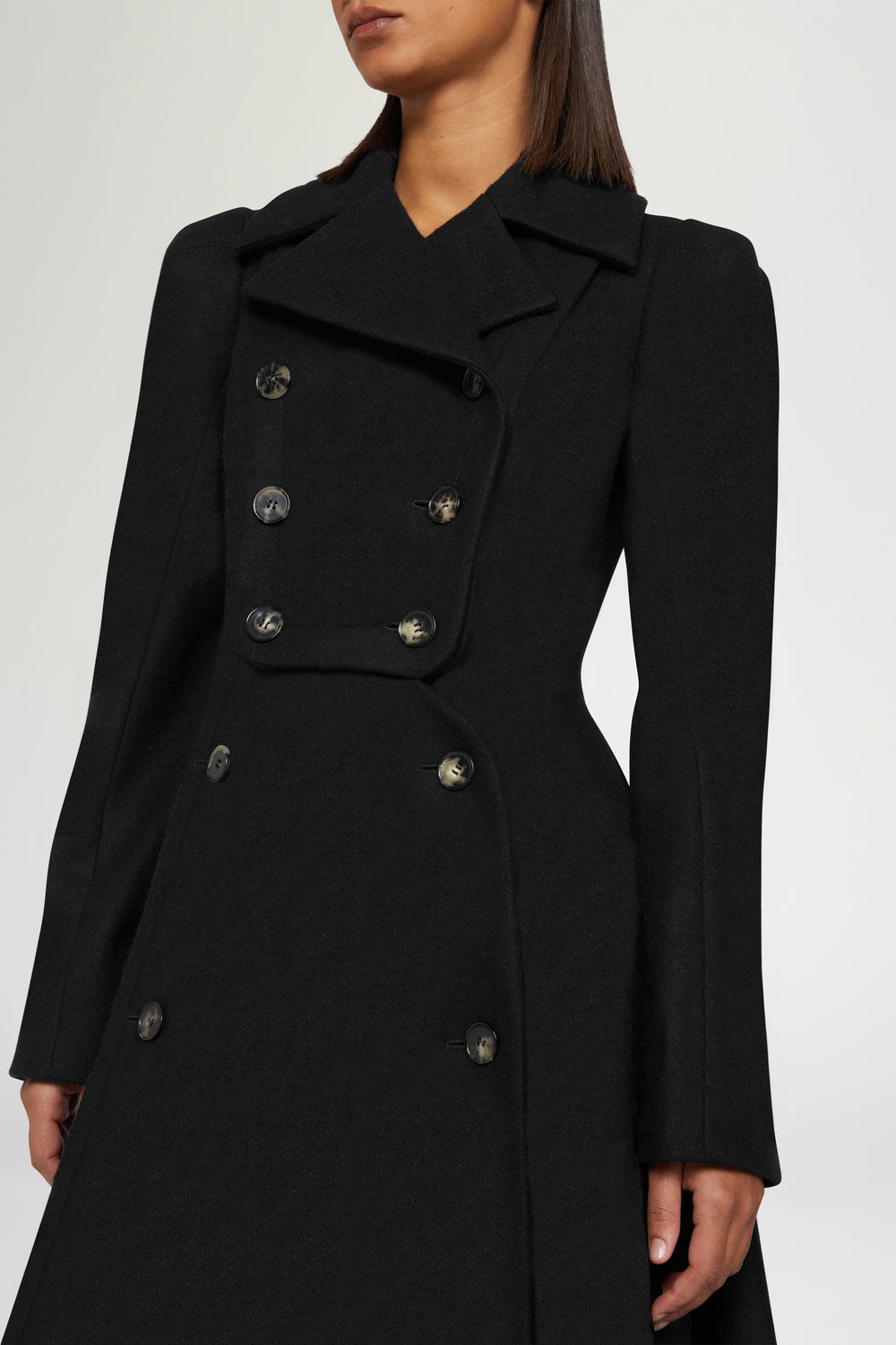 Double-Breasted Wool Long Coat