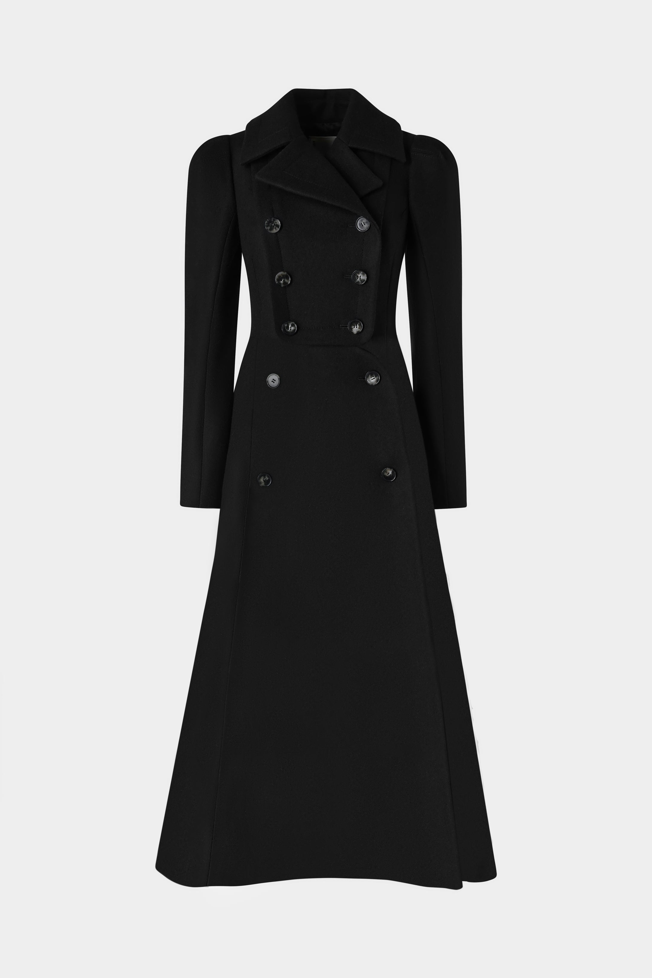 Double-Breasted Wool Long Coat