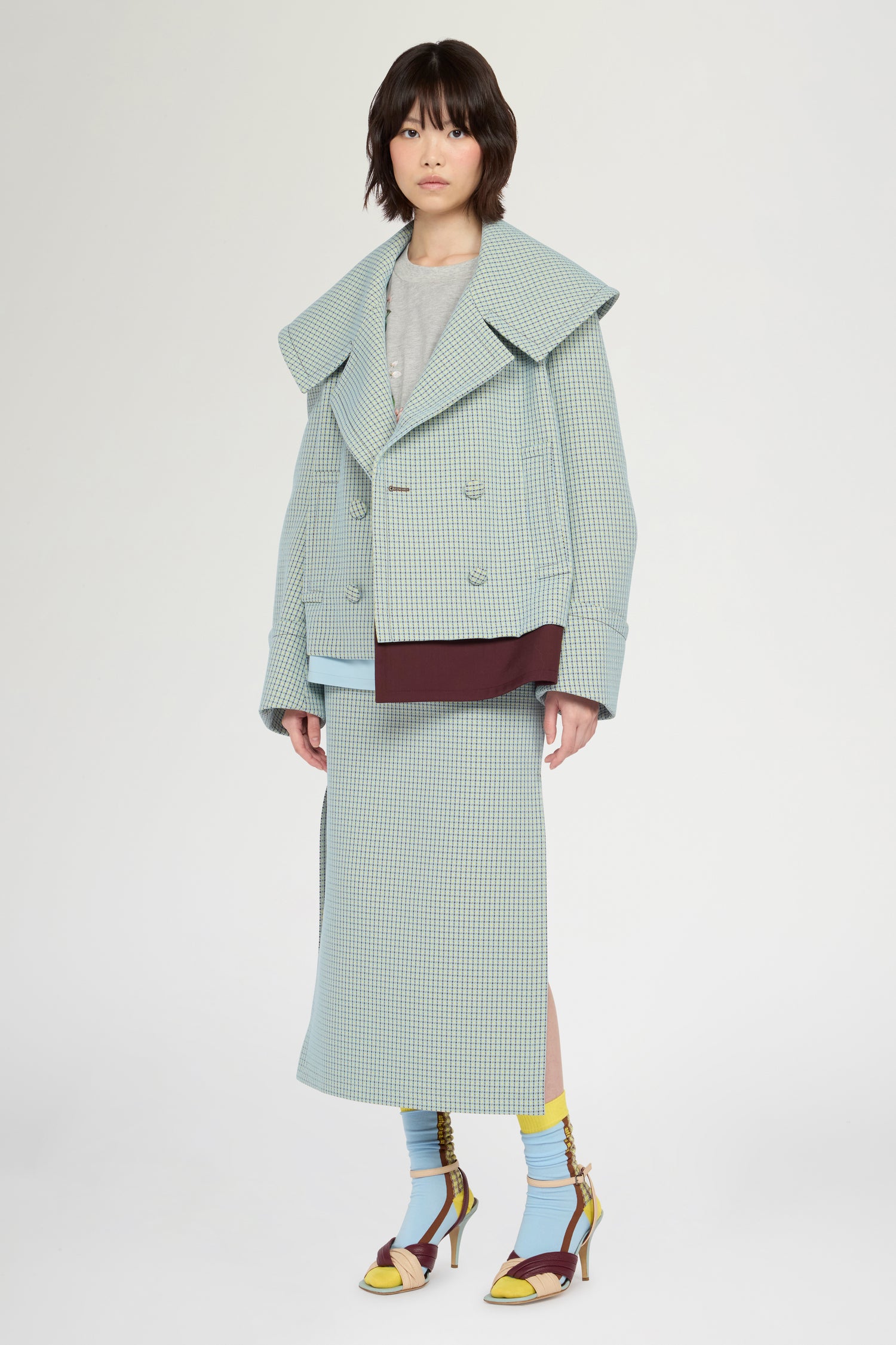 Boxy Double-breasted Jacquard Coat