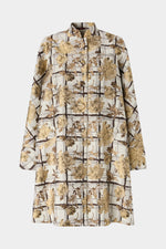 Flared Coat with Camel Pinstripe Pleated Insert