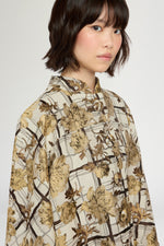 Flared Coat with Camel Pinstripe Pleated Insert