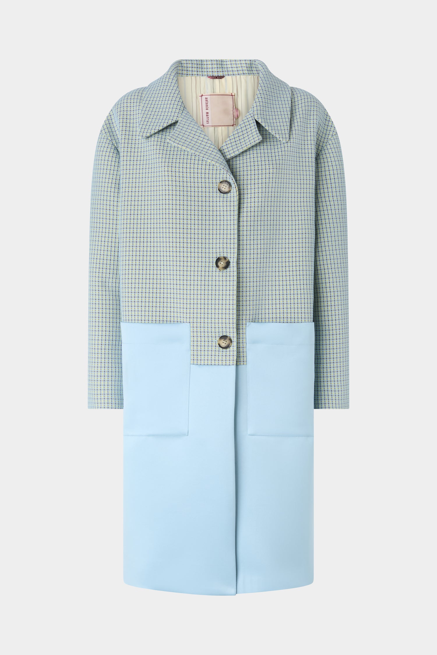 Patchwork Jacquard Coat with Color-block Panels
