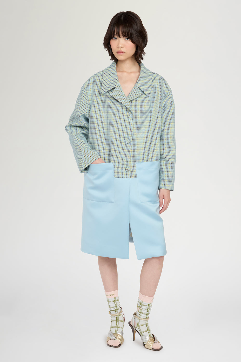 Cappotto in Jacquard Patchwork Color Block