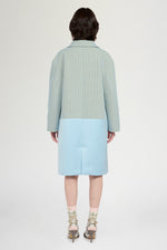 Patchwork Jacquard Coat with Color-block Panels