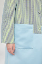 Patchwork Jacquard Coat with Color-block Panels