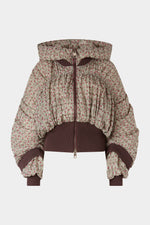 Cropped Bomber in Embossed Printed Nylon