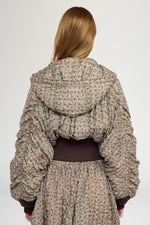 Cropped Bomber in Embossed Printed Nylon