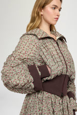 Cropped Bomber in Embossed Printed Nylon