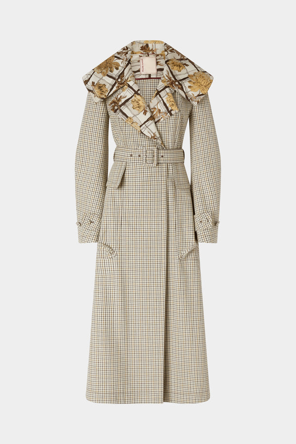Cappotto Lungo Micro Check Maxi Rever