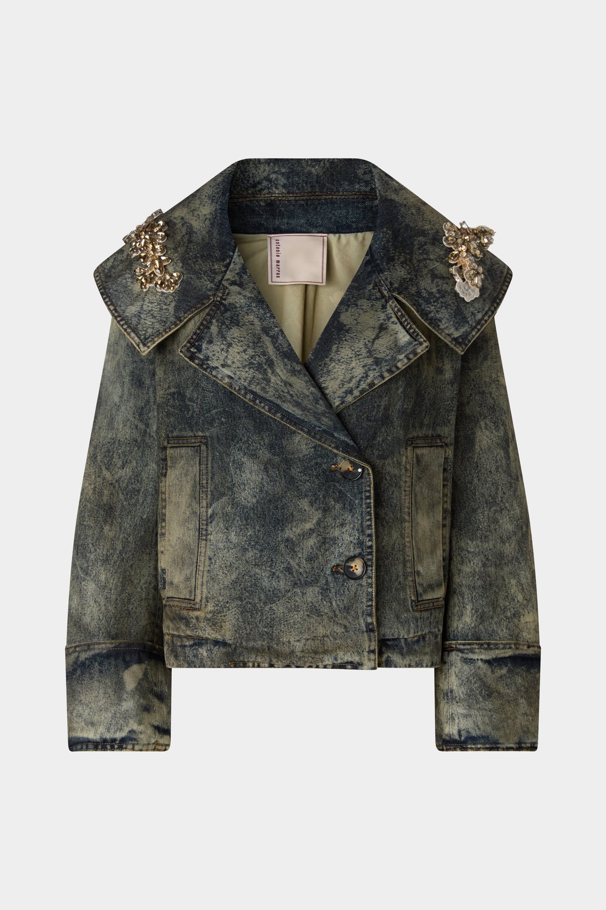 Wide Lapel Aviator Denim Jacket