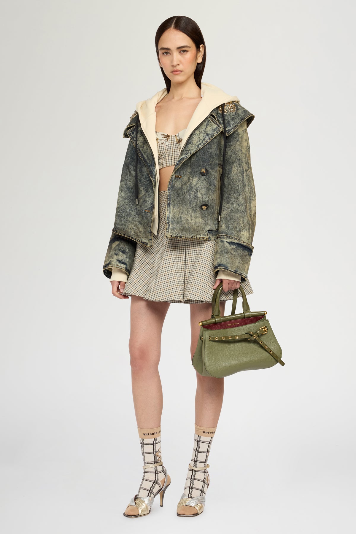 Wide Lapel Aviator Denim Jacket