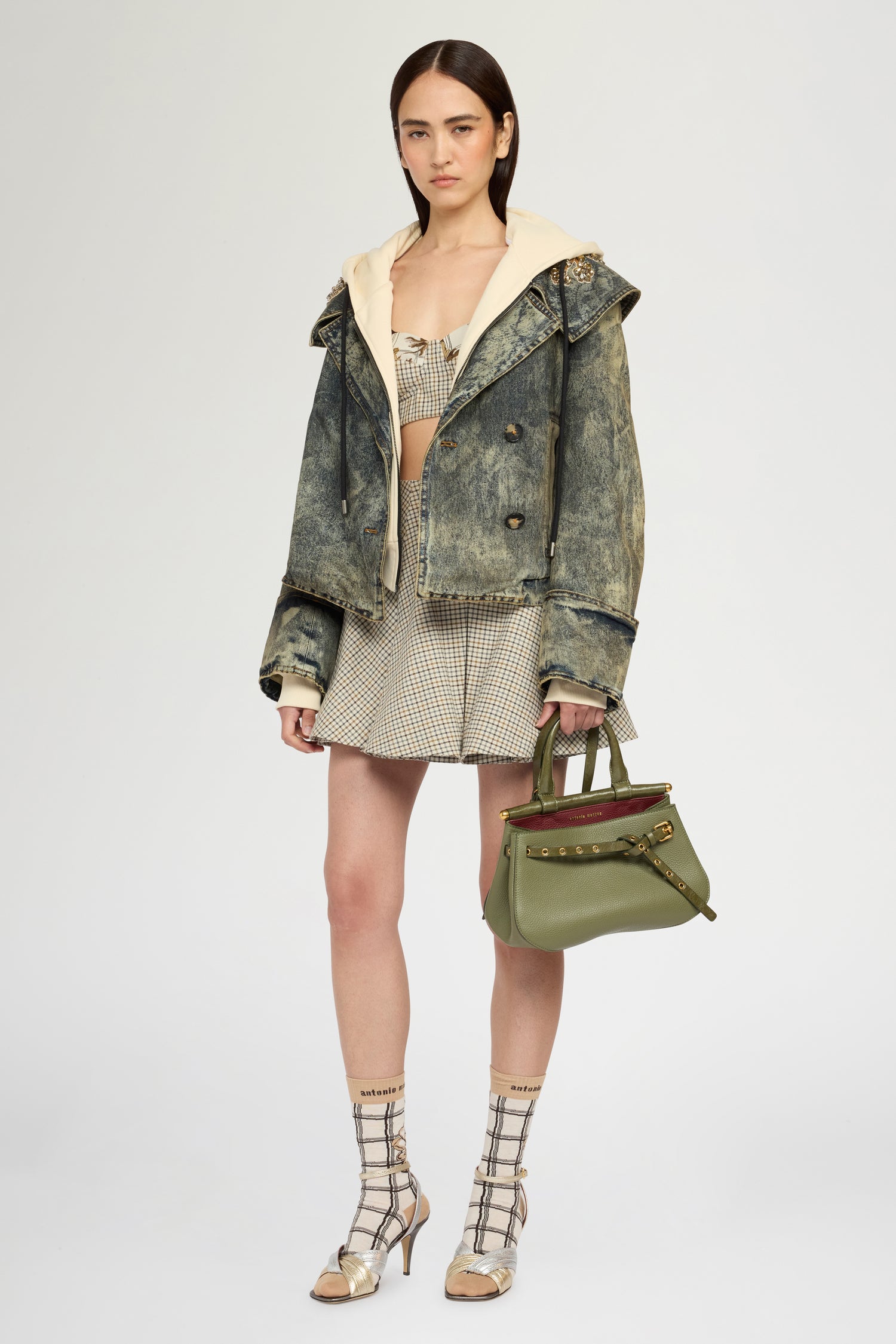 Wide Lapel Aviator Denim Jacket