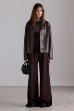 Giacca in Pelle Nappa Color Cioccolato