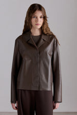 Giacca in Pelle Nappa Color Cioccolato