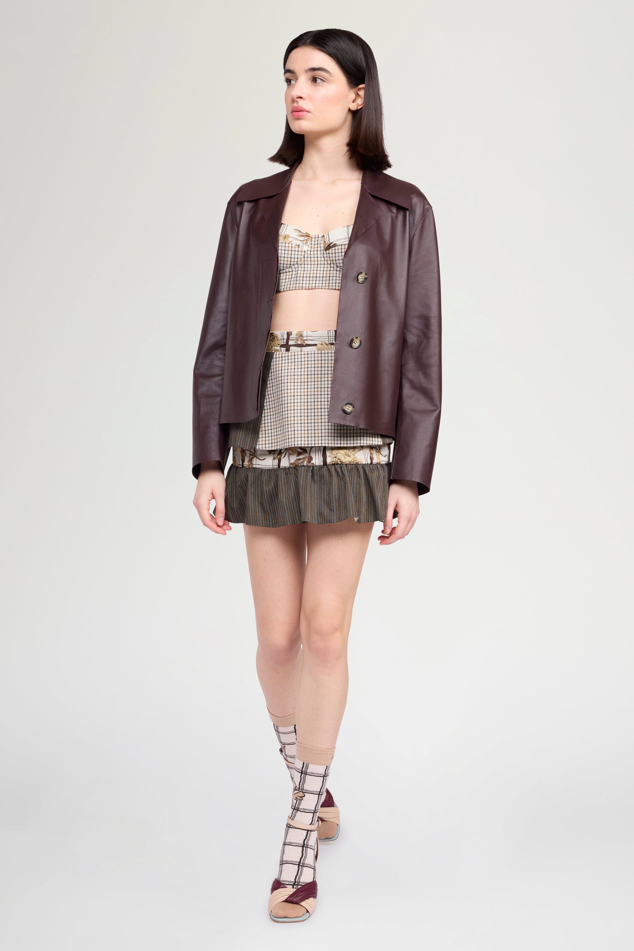Women's Aubergine Unlined Leather Jacket Antonio Marras