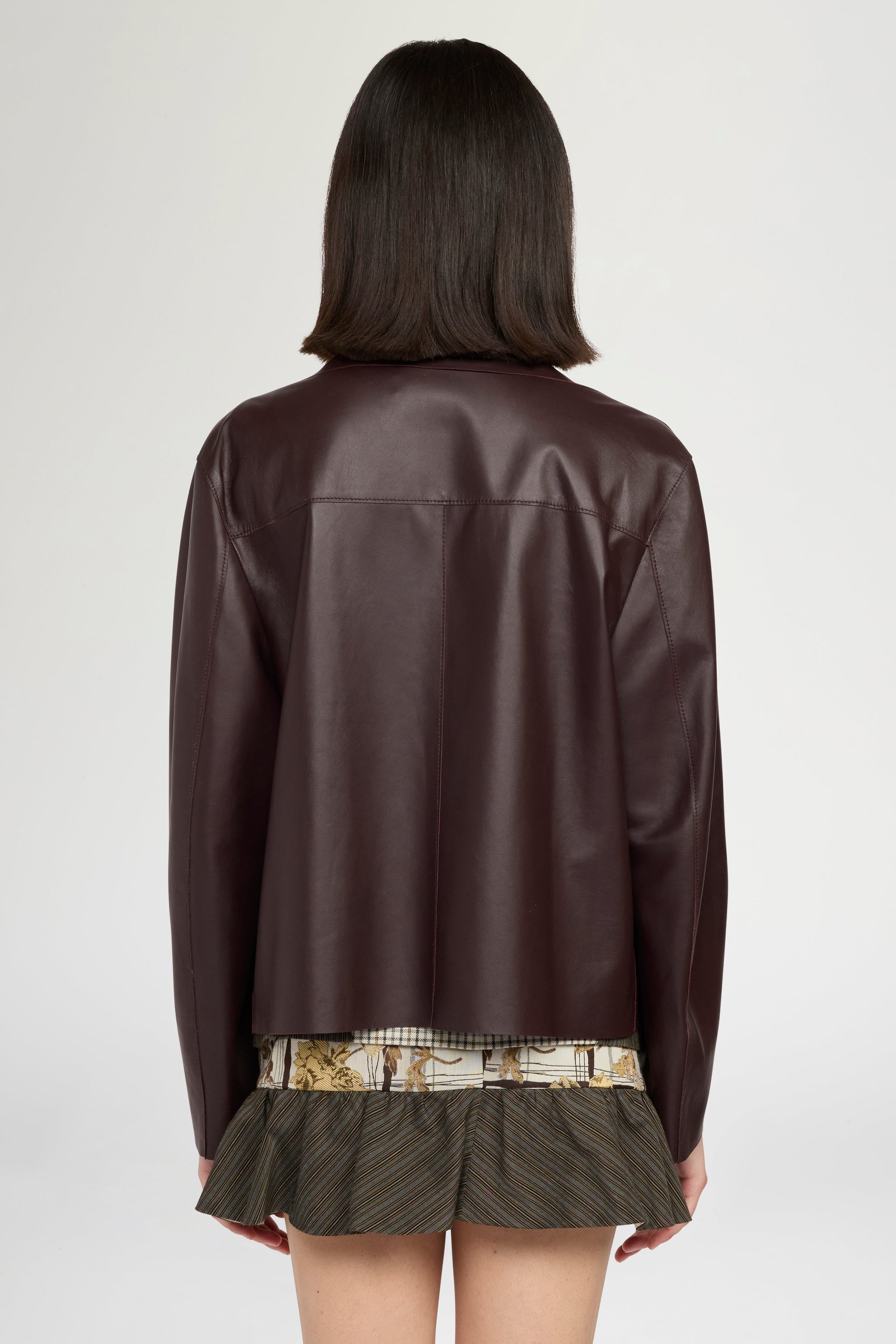 Women's Aubergine Unlined Leather Jacket Antonio Marras