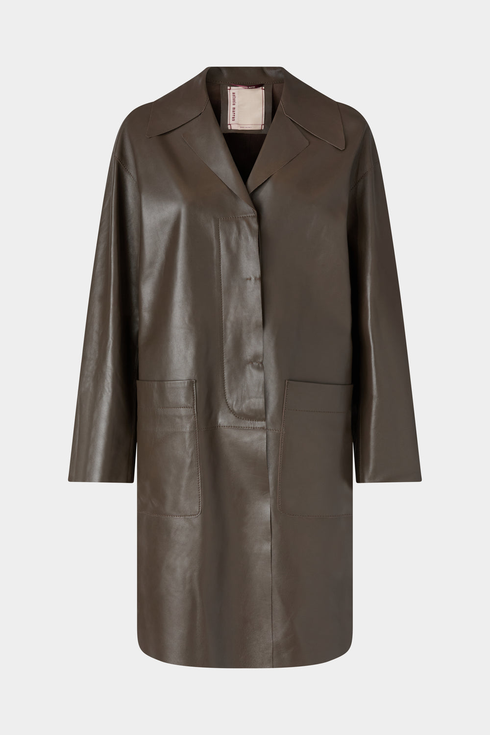Cappotto Sfoderato in Pelle Fango