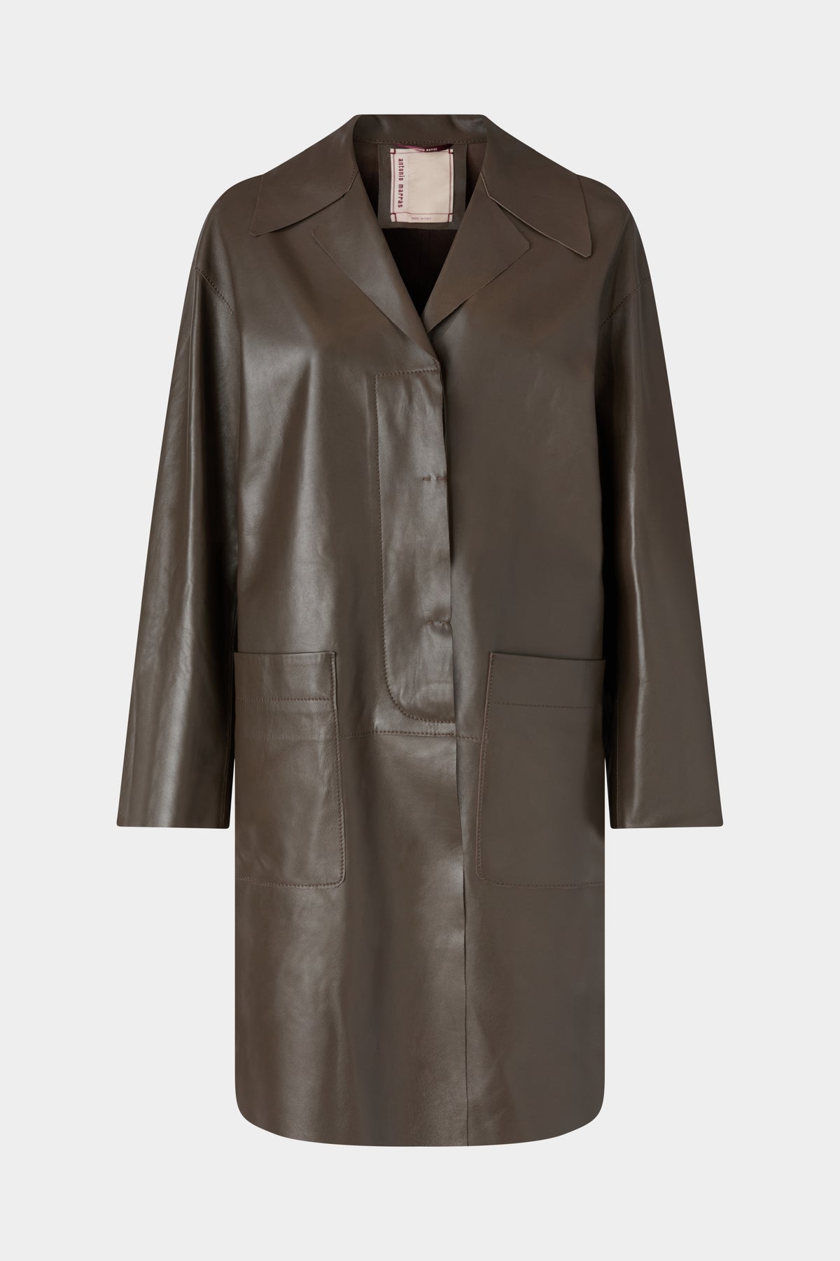 Cappotto Sfoderato in Pelle Fango