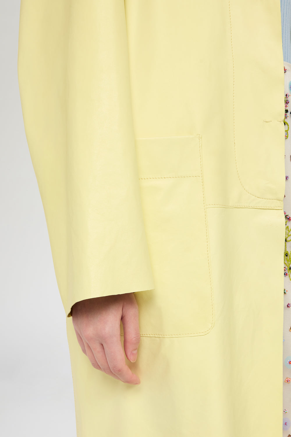 Unlined Leather Coat in Yellow