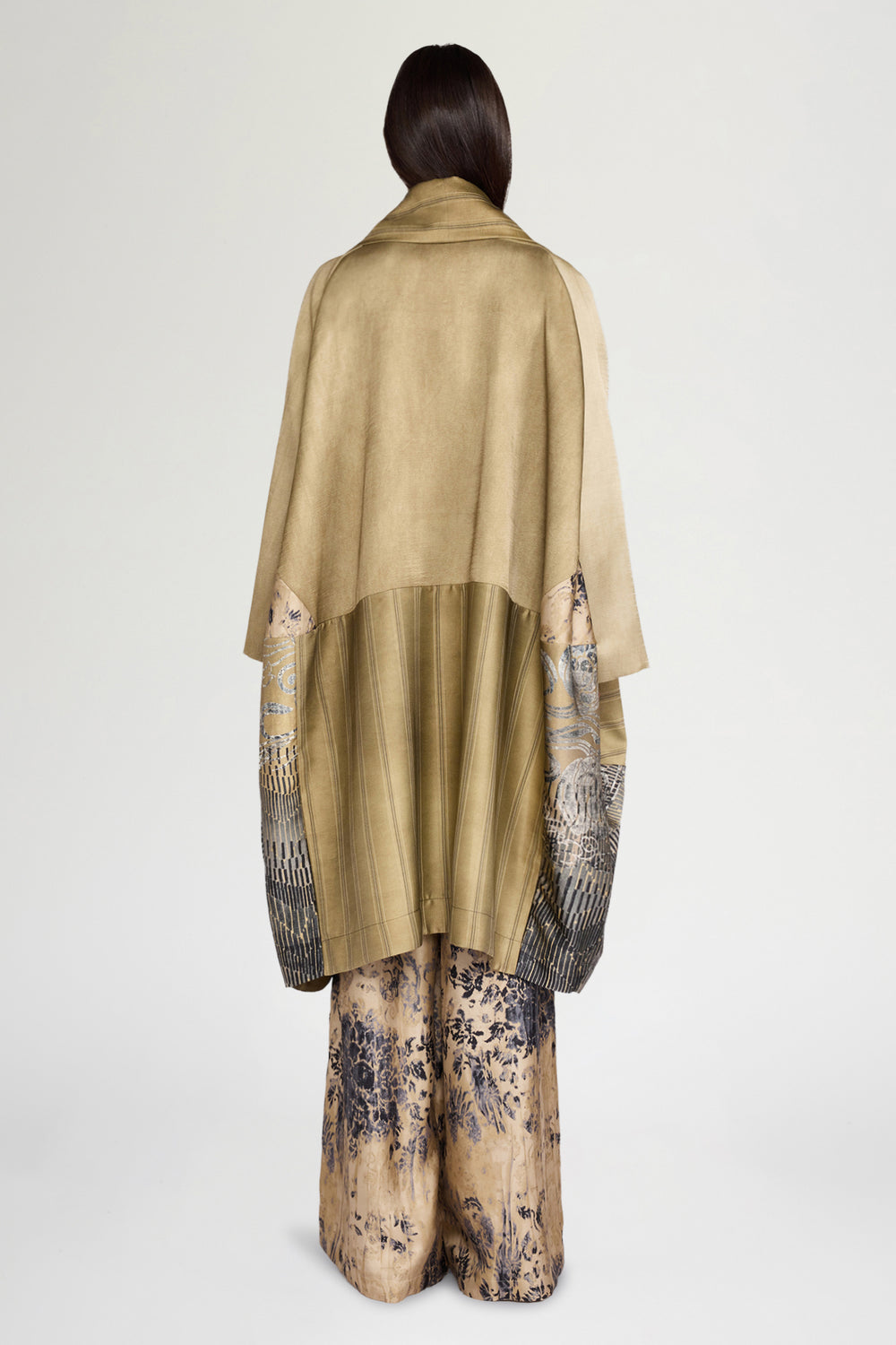 Patchwork Caban With Shawl Collar