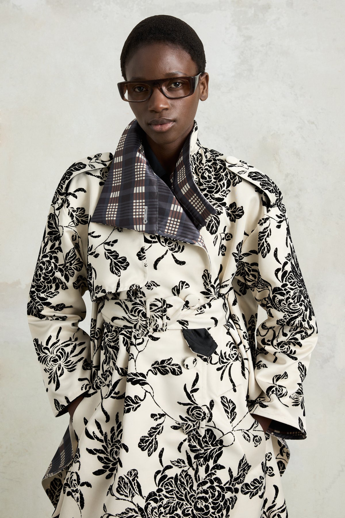 Floral Wallpaper Trench Coat