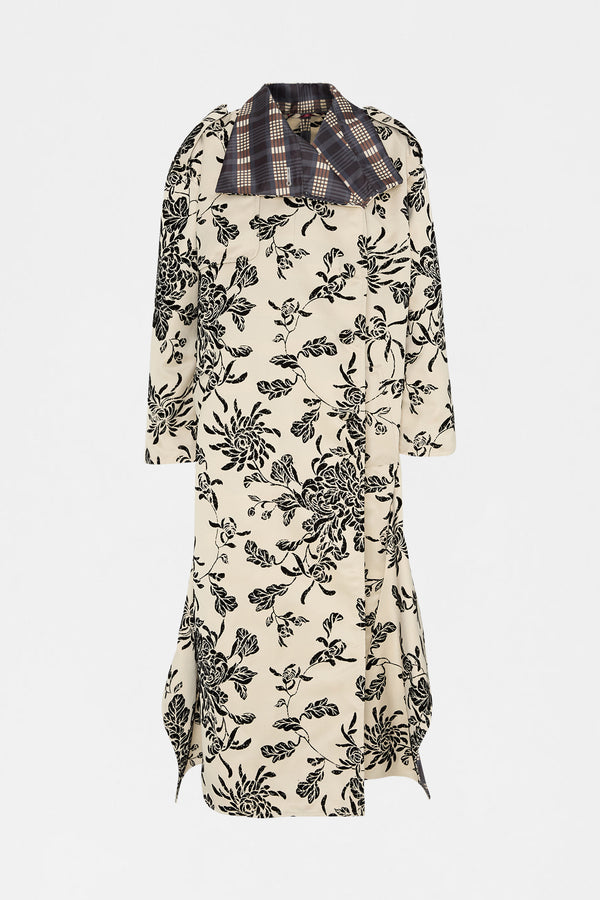 Floral Wallpaper Trench Coat