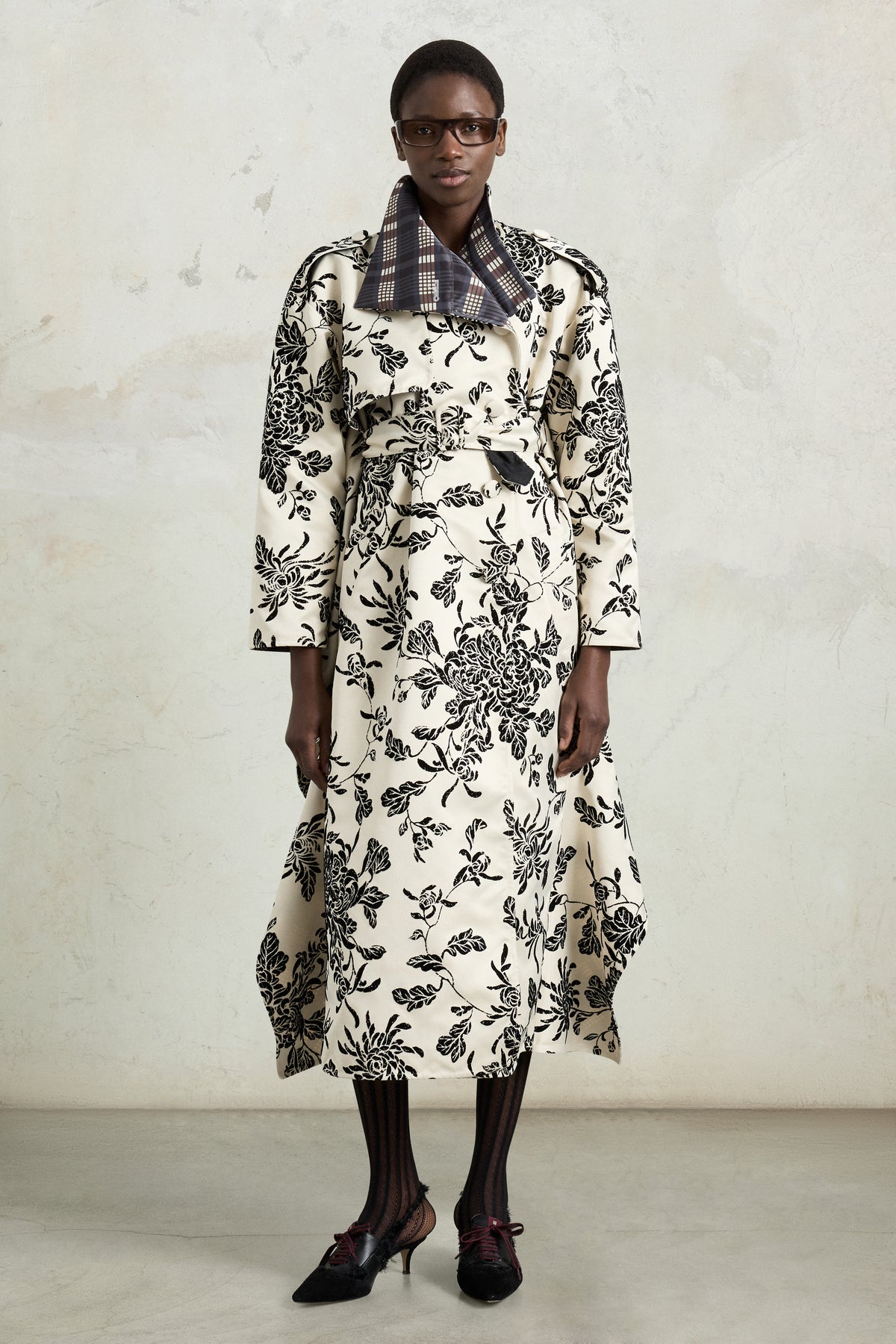 Floral Wallpaper Trench Coat