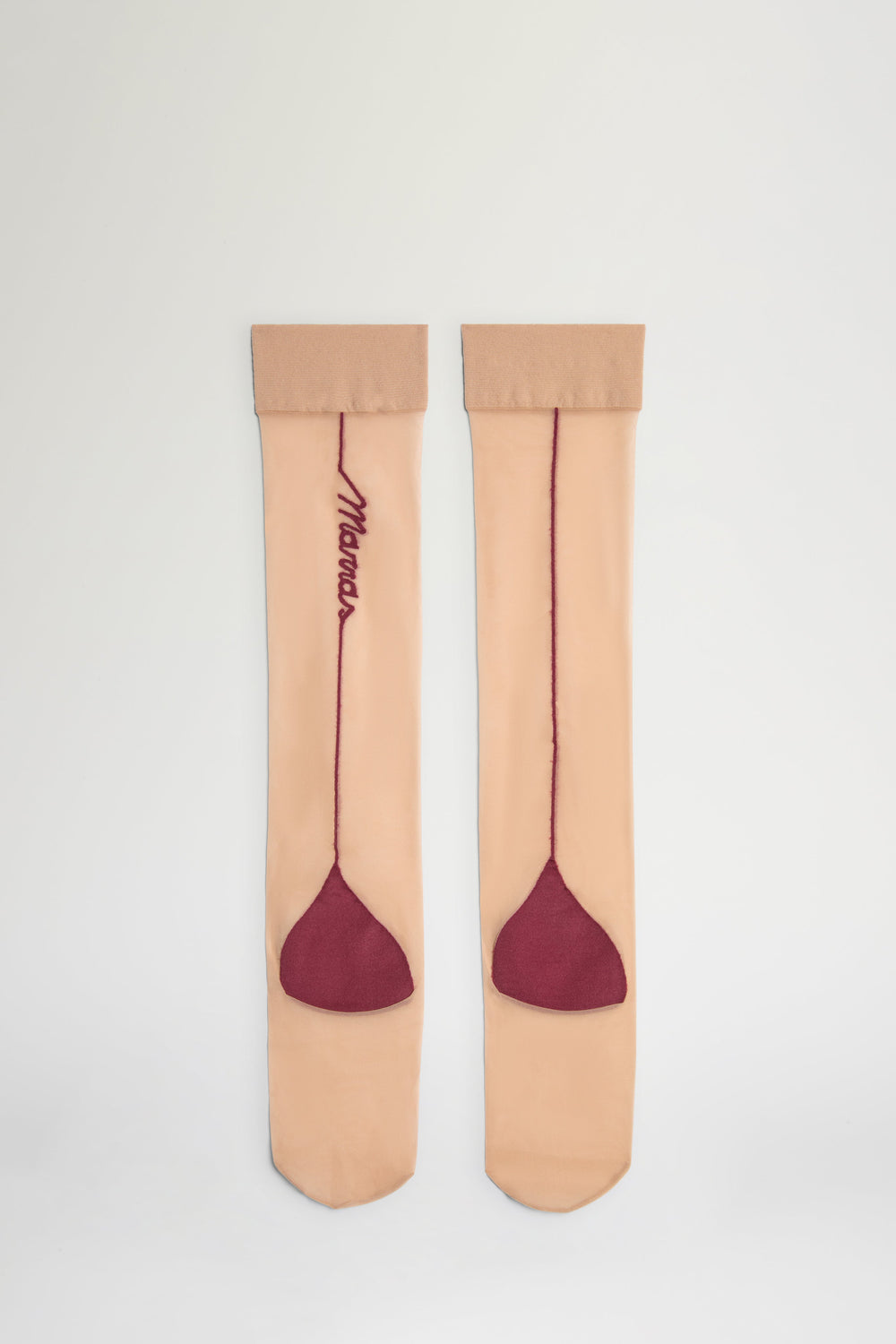 Nude & Bordeaux Sheer Knee-High Socks