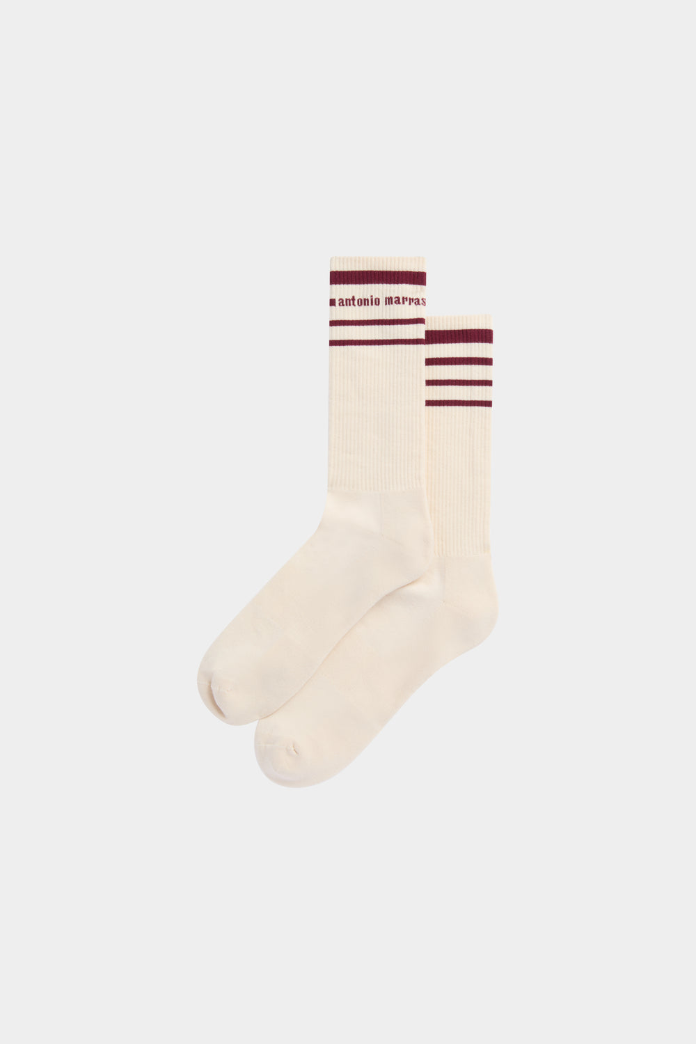 Beige Socks with Bordeaux Stripes