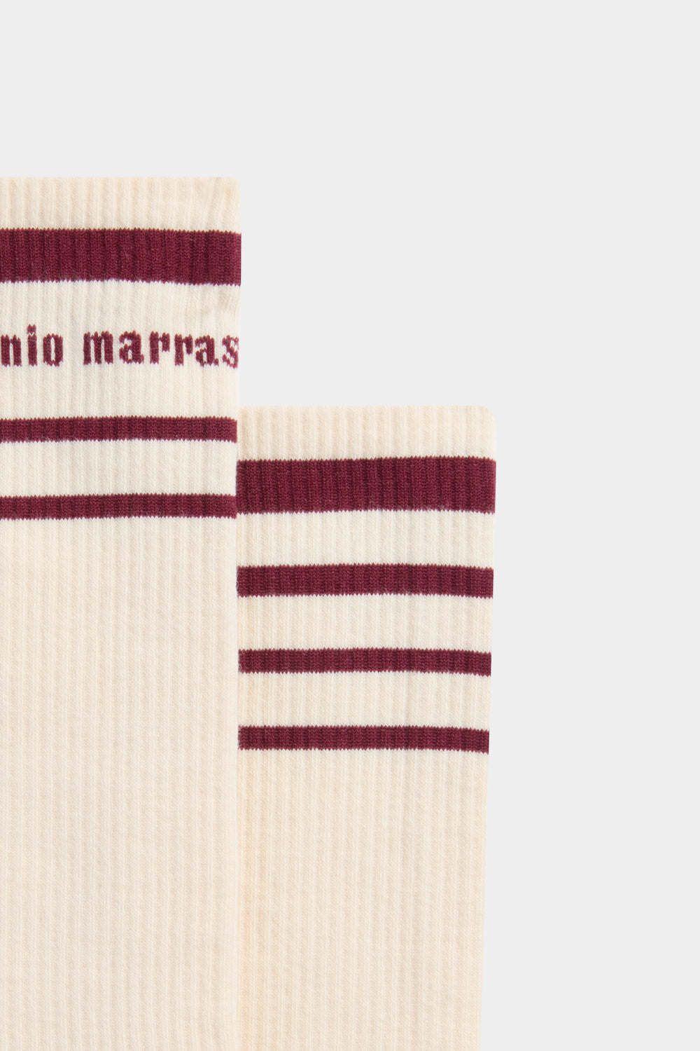Beige Socks with Bordeaux Stripes