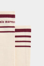 Calzini Beige con Righe Bordeaux