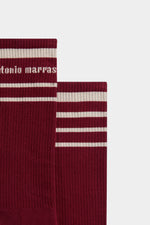 Calzini Bordeaux con Righe Beige