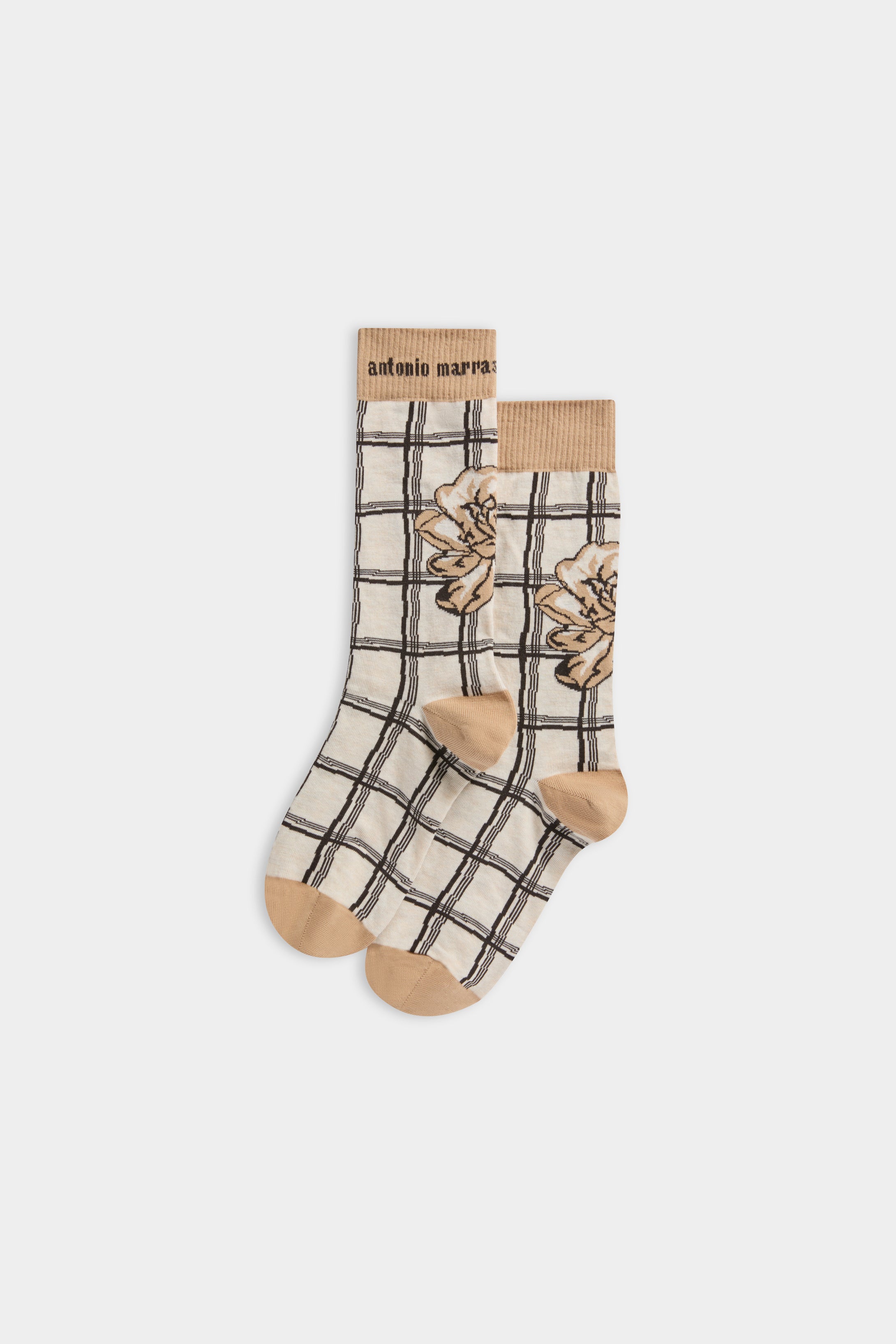 Ivory Check & Rose Socks