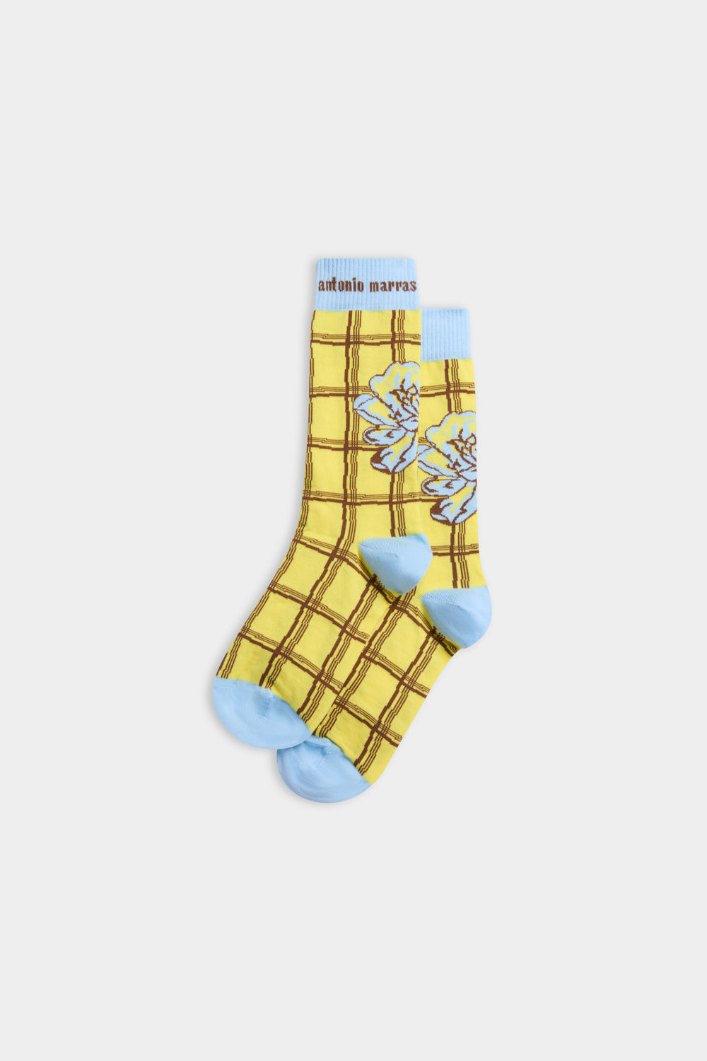 Yellow Check & Rose Socks