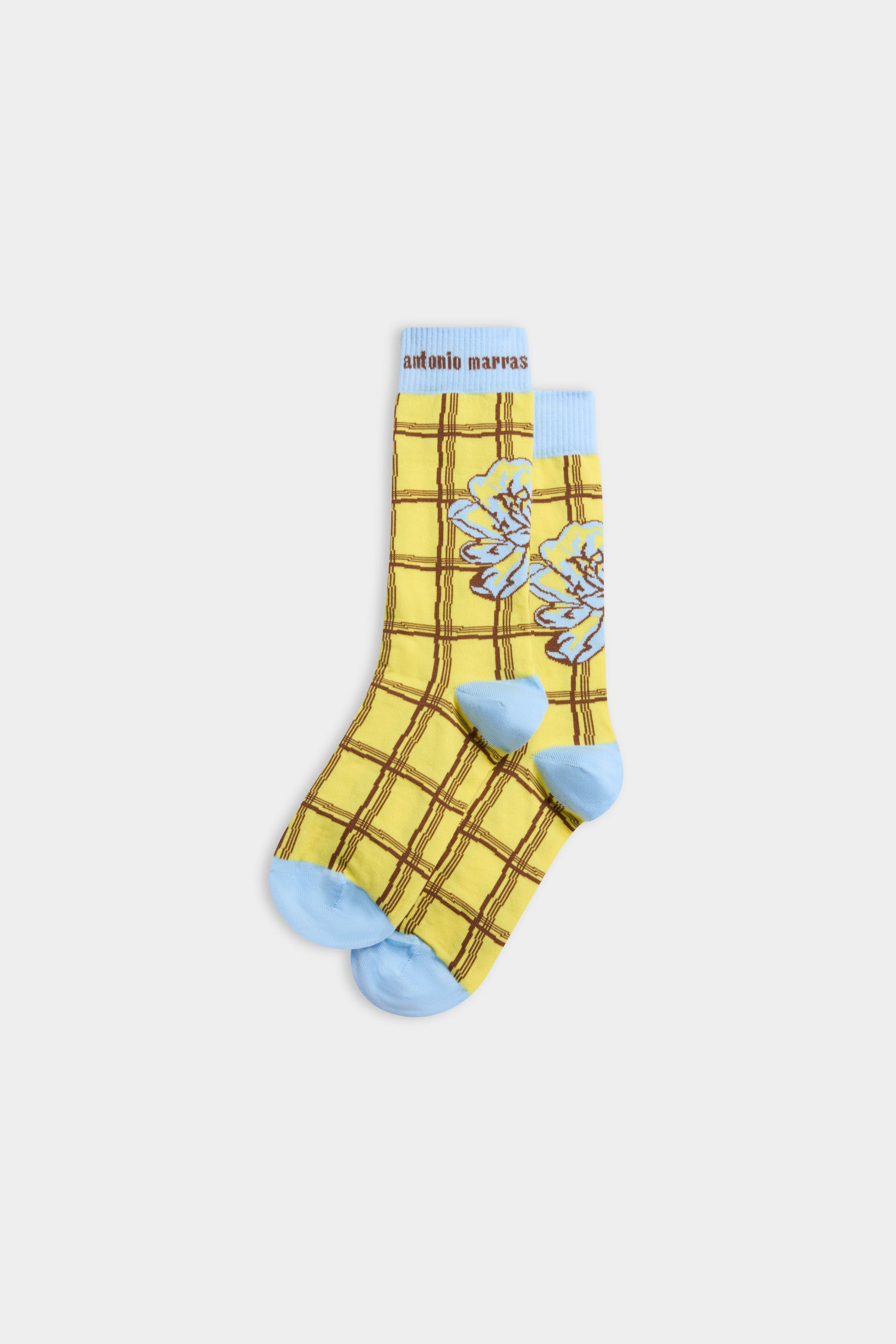 Yellow Check & Rose Socks