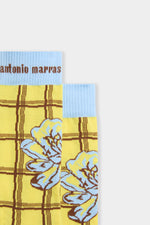 Yellow Check & Rose Socks