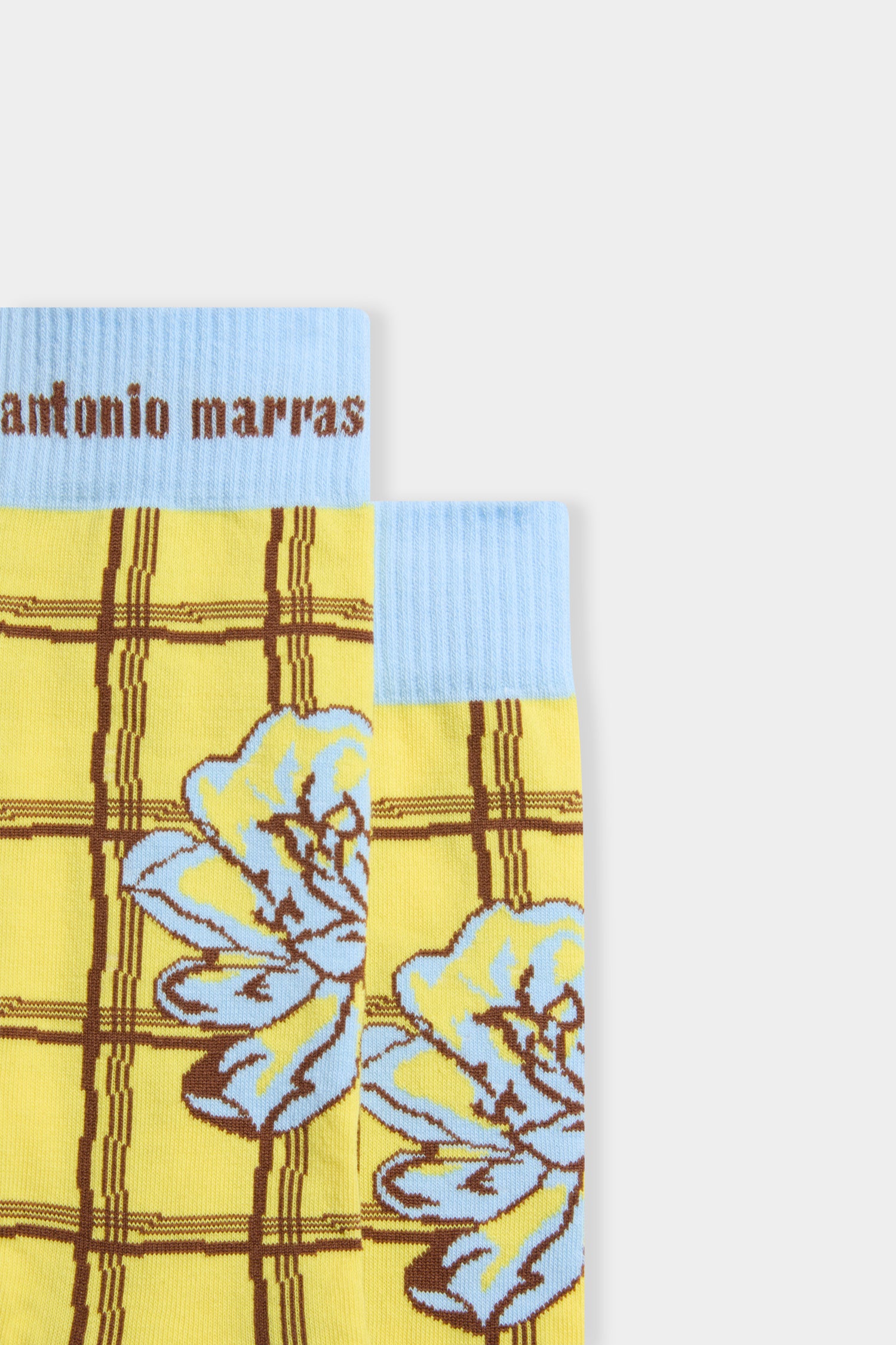 Yellow Check & Rose Socks